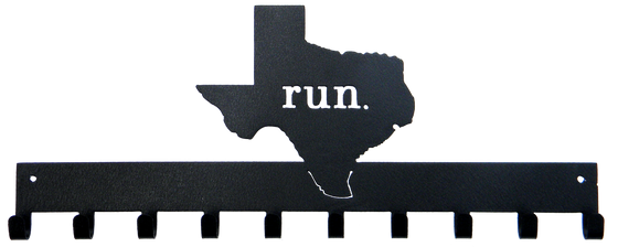 Run State of Texas Black 10 Hook Medal Display Hanger