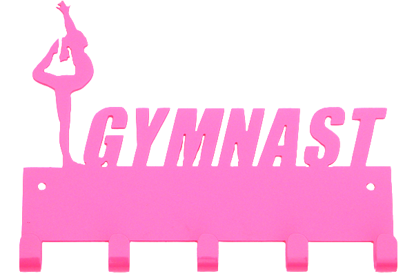 Female Gymnast Hot Pink 5 Hook Medal Display Hanger
