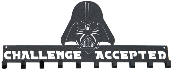 Star Wars Darth Vader Challenge Accepted 10 Hook Black Sparkle Medal Hanger