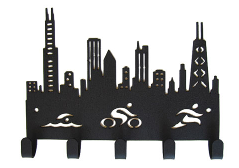 Chicago Skyline Triathlon 5 Hook Black Medal Hanger