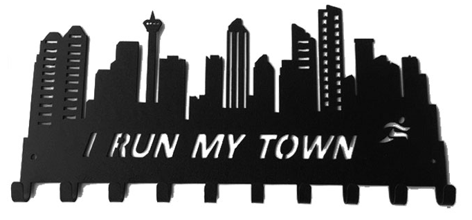 Calgary Skyline I Run My Town Black 10 Hook Medal Display Hanger