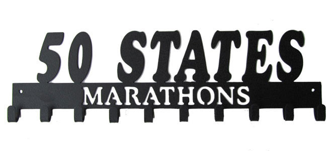 50 States Marathons Club 10 Hook Black Medal Display Hanger