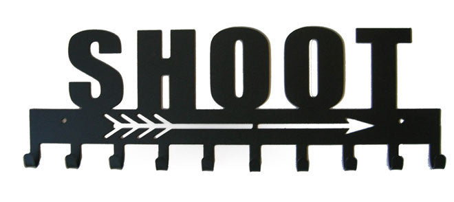 Shoot Archery with Arrow Black 10 Hook Medal Display Hanger