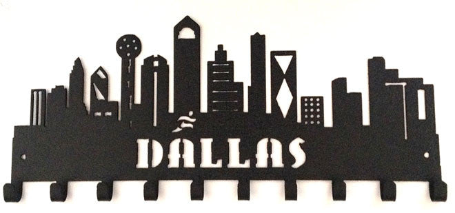 Dallas Skyline Buildings Black 10 Hook Medal Display Hanger