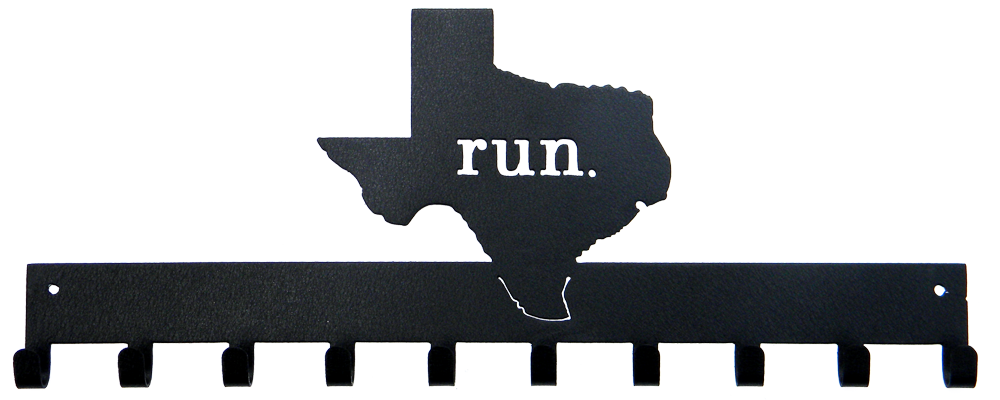 Run State of Texas Black 10 Hook Medal Display Hanger