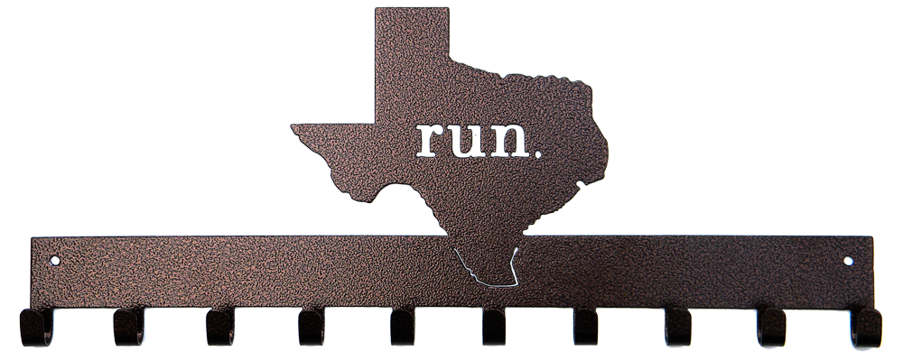 Run State of Texas Bronze 10 Hook Medal Display Hanger