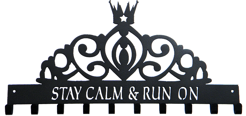 Disney Princess Tiara Stay Calm Run on Black 10 Hook Medal Display Hanger