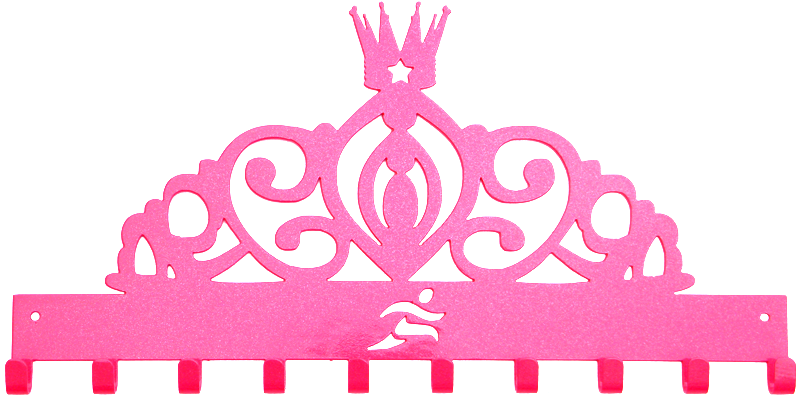 Disney Princess Tiara Runner Pink Sparkle 10 Hook Medal Display Hanger