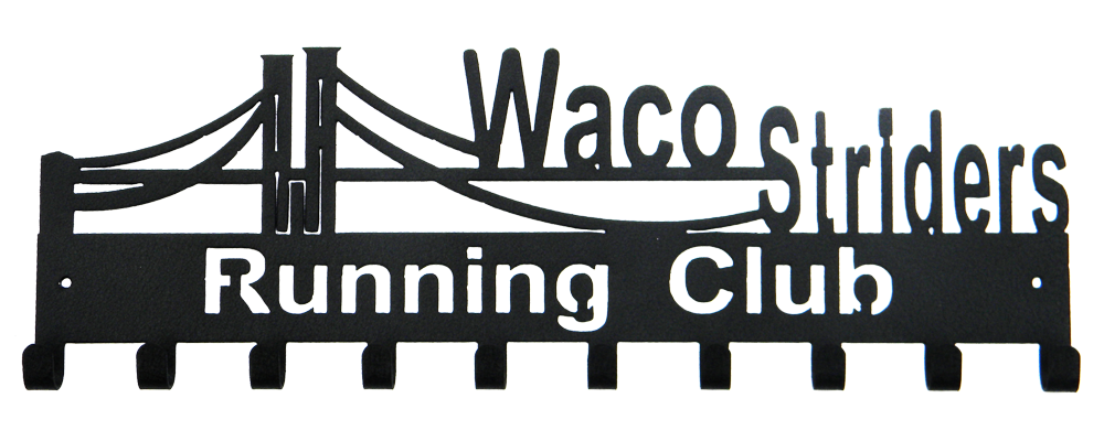Waco Striders Running Club Black 10 Hook Medal Display Hanger