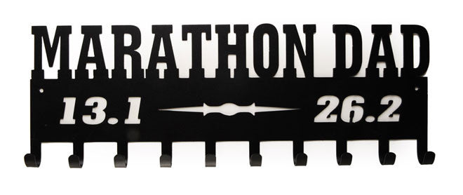 Marathon Dad 13.1 & 26.2 Black 10 Hook Medal Display Hanger