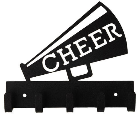 Cheer Megaphone Black 5 Hook Medal Display Hanger