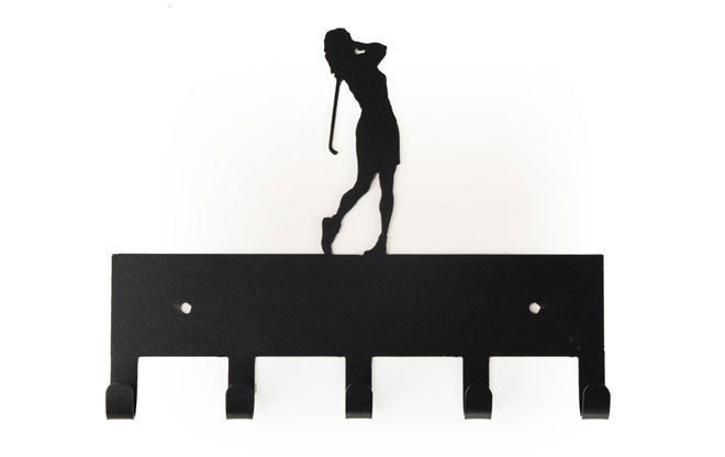 Female Golfer Black 5 Hook Medal Display Hanger