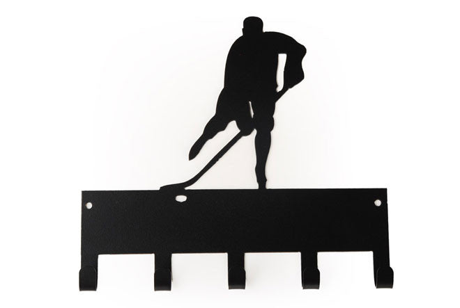 Hockey Player Sports Black 5 Hook Medal Display Hanger