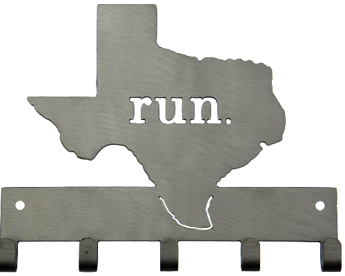 Run State of Texas Matte Silver 5 Hook Medal Display Hanger