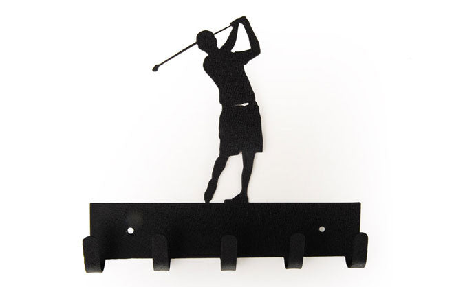 Male Golfer Black 5 Hook Medal Display Hanger