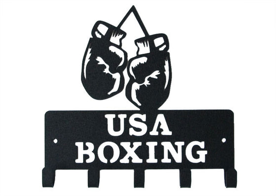 USA Boxing Gloves Black 5 Hook Medal Display Hanger