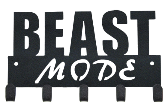 Beast Mode Quote Black 5 Hook Medal Display Hanger