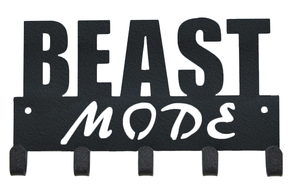Beast Mode Quote Black 5 Hook Medal Display Hanger