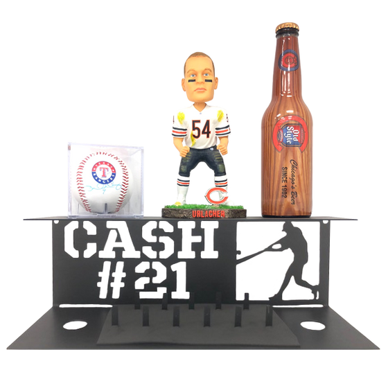 Baseball Ring and Game Ball Display with Shelf for Trophies or Team Photo