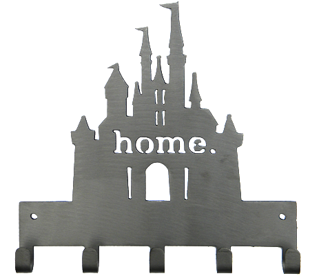 Disney Princess Castle Home 5 Hook Silver Medal Hanger