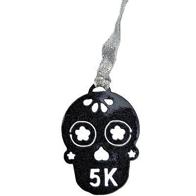 Sugar Skull 5K Runner Black Sparkle Dangler Ornament