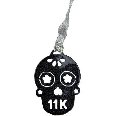 Sugar Skull 11K Runner Black Sparkle Dangler Ornament