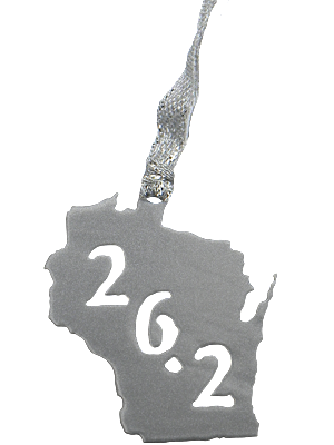 26.2 Marathon Wisconsin Silver Dangler Ornament