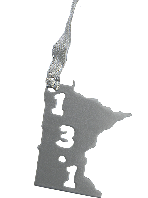 13.1 Half Marathon Minnesota Silver Dangler Ornament