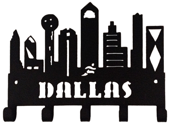 Dallas Skyline Buildings Black 5 Hook Medal Display Hanger