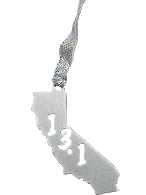 13.1 Half Marathon California Silver Dangler