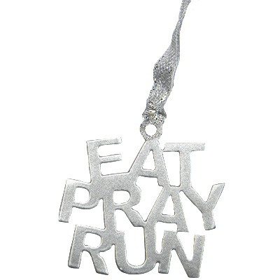 Eat Pray Run Inspirational Quote Silver Dangler Ornament
