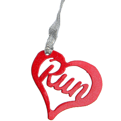 Love to Run Heart - Red Sparkle Dangler Ornament