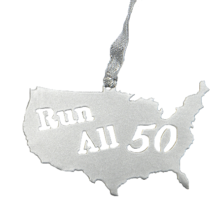 Run All 50 States Club United States Silver Dangler Ornament