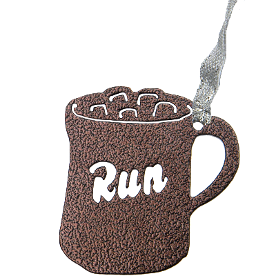 Hot Chocolate Mug Run Marathon Bronze Dangler