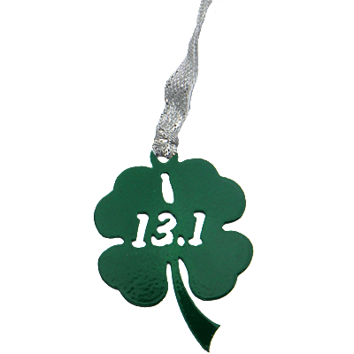 13.1 Half Marathon Shamrock Green Dangler Ornament