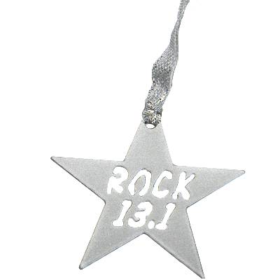 13.1 Half Marathon Rock Star Silver Dangler Ornament