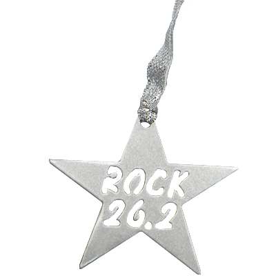 26.2 Marathon Rock Star Silver Dangler Ornament
