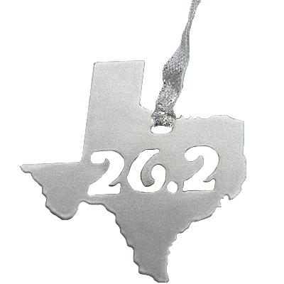 Texas 26.2 Marathon Silver Dangler Ornament