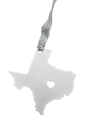 Texas Heart Silver Dangler Ornament