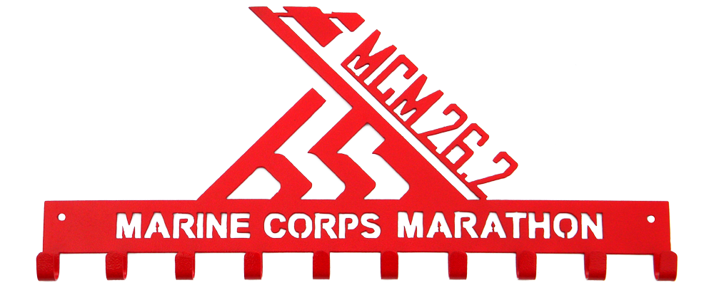 Marine Corp Marathon MCM 26.2 Red 10 Hook Medal Hanger