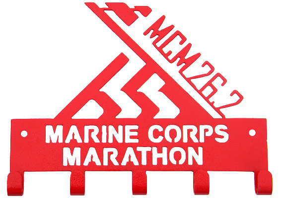 Marine Corp Marathon MCM 26.2 Red 5 Hook Medal Hanger