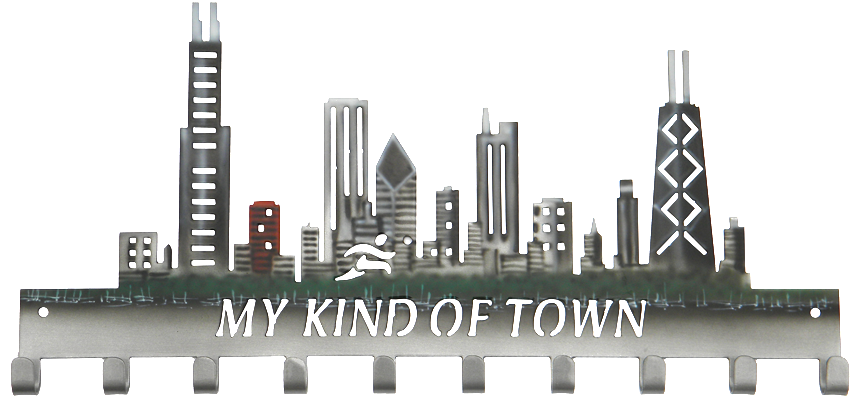 Chicago My Kind of Town Custom Painted Skyline Day 10 Hook Medal Hanger