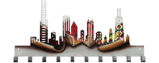 Chicago Skyline Custom Painted Italian Beef Pizza Hot Dog Medal Hanger