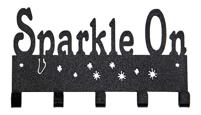 Tinkerbell Sparkle On 5 Hook Black Sparkle Medal Hanger