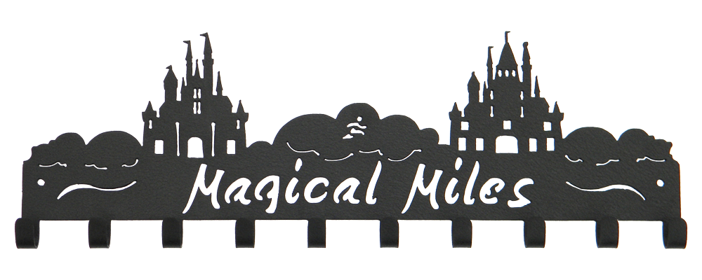 Disney Magical Miles 2 Castle 10 Hook Black Medal Hanger