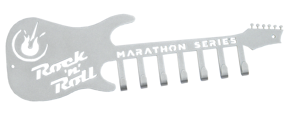 Rock n Roll Marathon Guitar Silver 7 Hook Medal Display Hanger