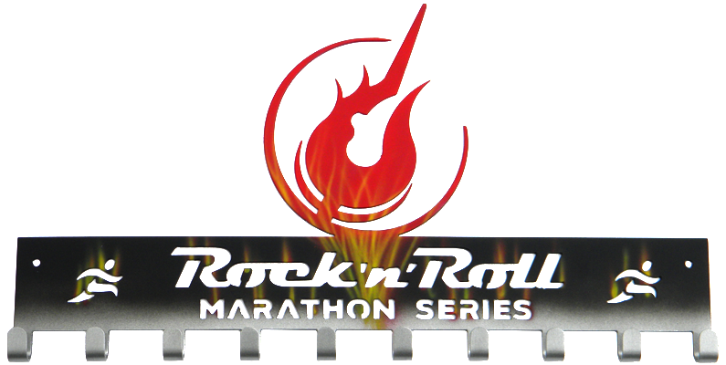 Rock 'n' Roll Marathon Series Guitar - Custom Painted Flames Medal Hanger