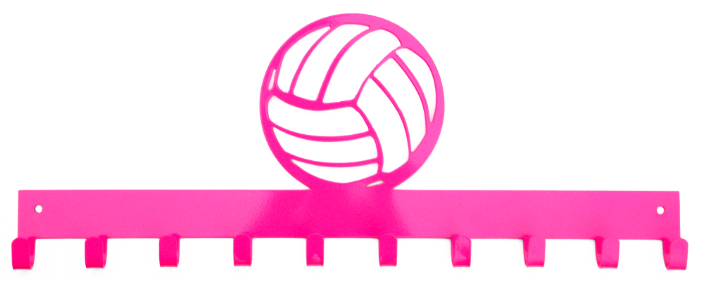 Volleyball Hot Pink 10 Hook Medal Display Hanger