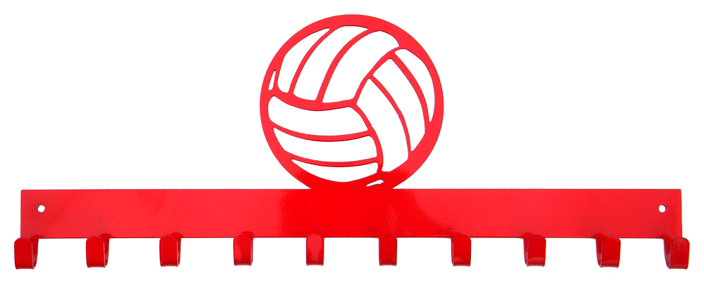 Volleyball Red 10 Hook Medal Display Hanger