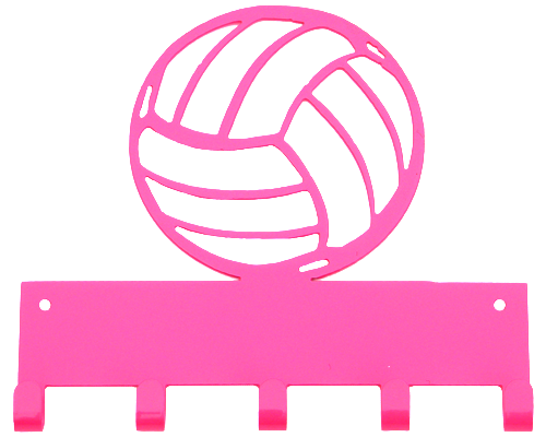 Volleyball Hot Pink 5 Hook Medal Display Hanger